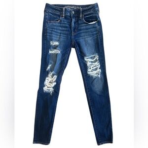 AMERICAN EAGLE OUTFITTERS JEGGING SUPER STRETCH X sz 6 R Blue Jeans Denim EUC